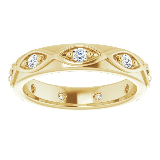 14K Gold Round Natural Diamond Eternity Band – 1/5 CTW - Yellow Gold - view 3