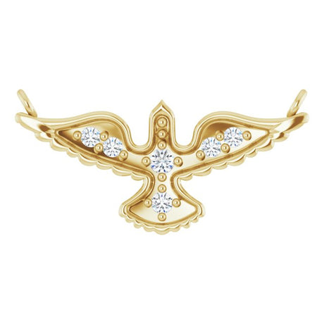 14K Gold Round Lab-Grown Diamond Petite Holy Spirit Necklace - Yellow Gold