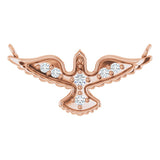 14K Gold Round Natural Diamond Petite Holy Spirit Necklace - Rose Gold