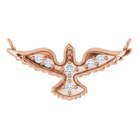 14K Gold Round Natural Diamond Petite Holy Spirit Necklace - Rose Gold