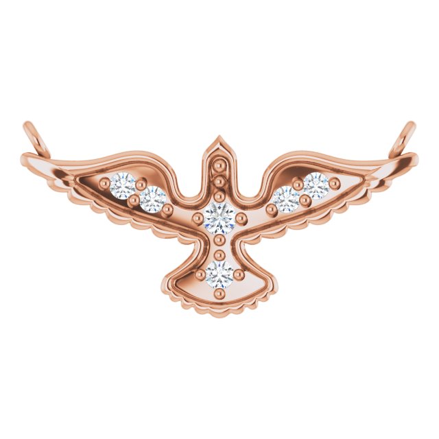 14K Gold Round Natural Diamond Petite Holy Spirit Necklace - Rose Gold