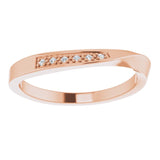 14K Gold Round Natural Diamond Stackable Wave Ring - Rose Gold - view 3