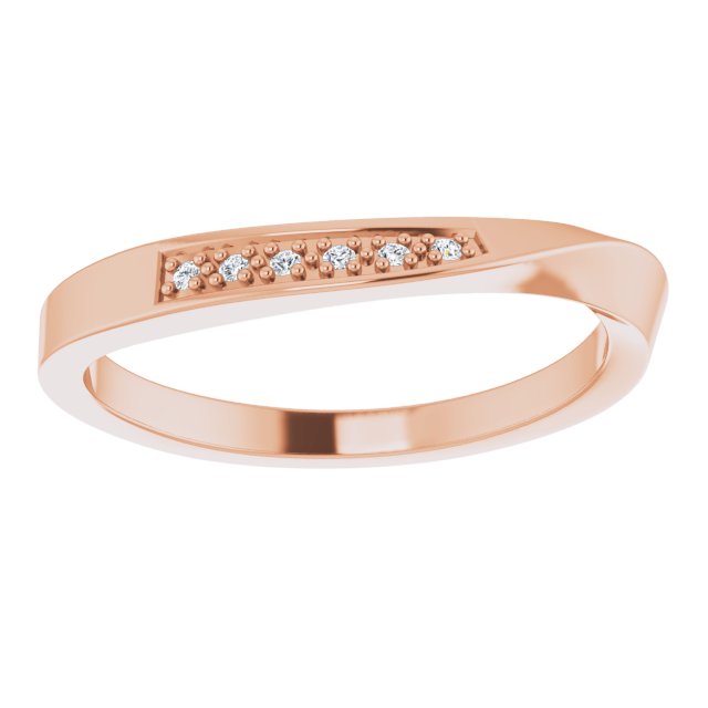14K Gold Round Natural Diamond Stackable Wave Ring - Rose Gold - view 3