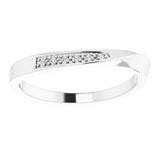 14K Gold Round Natural Diamond Stackable Wave Ring - White Gold - view 3
