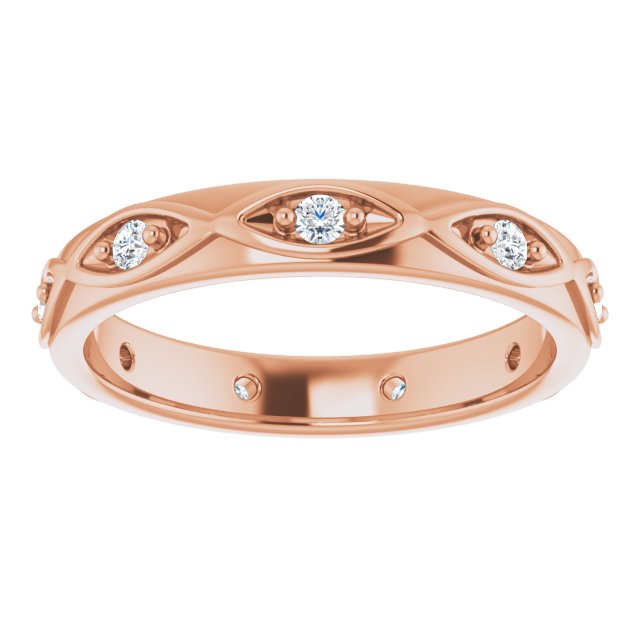 14K Gold Round Natural Diamond Eternity Band – 1/5 CTW - Rose Gold - view 3