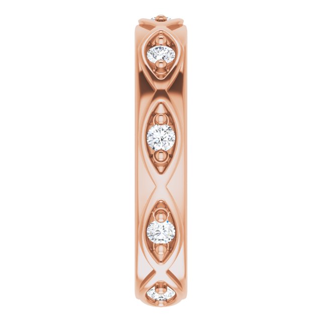 14K Gold Round Natural Diamond Eternity Band – 1/5 CTW - Rose Gold - view 4