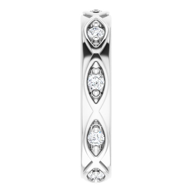 14K Gold Round Natural Diamond Eternity Band – 1/5 CTW - White Gold - view 4