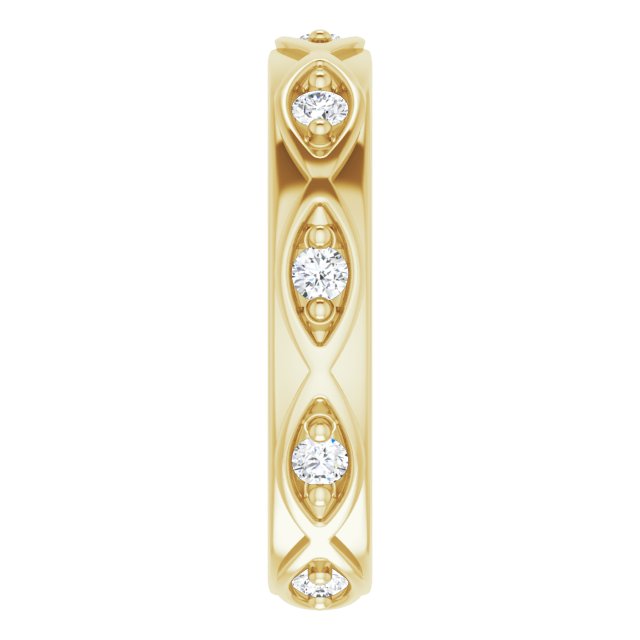 14K Gold Round Natural Diamond Eternity Band – 1/5 CTW - Yellow Gold - view 4