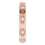 14K Gold Round Natural Diamond Eternity Band – 1/5 CTW - Rose Gold - view 4