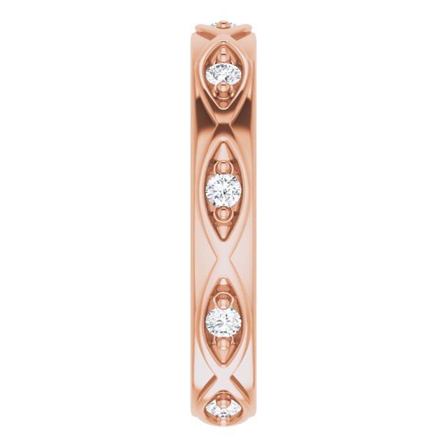 14K Gold Round Natural Diamond Eternity Band – 1/5 CTW - Rose Gold - view 4