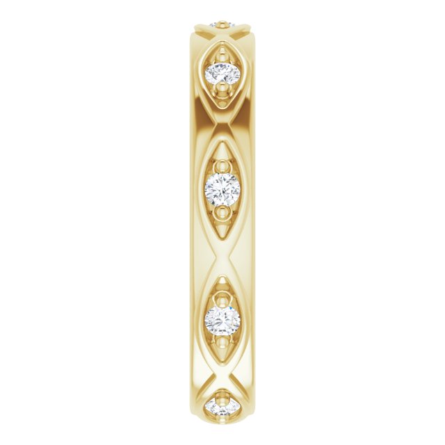 14K Gold Round Natural Diamond Eternity Band – 1/5 CTW - Yellow Gold - view 4