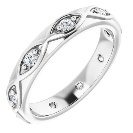 14K Gold Round Natural Diamond Eternity Band – 1/5 CTW - White Gold