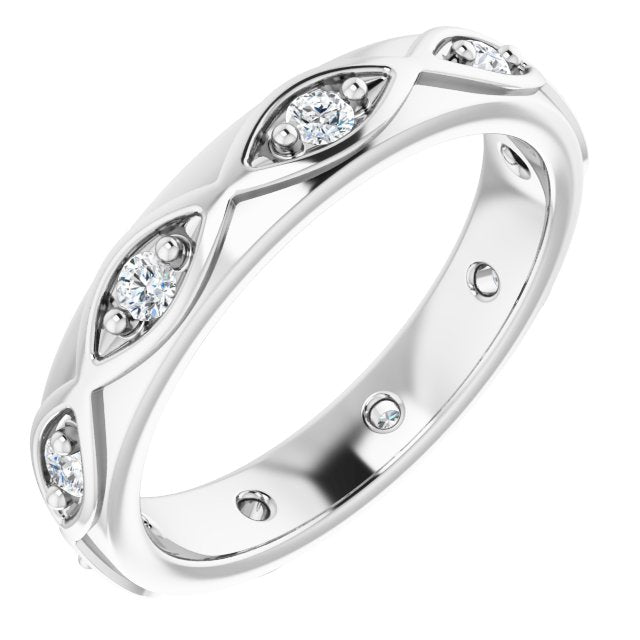 14K Gold Round Natural Diamond Eternity Band – 1/5 CTW - White Gold
