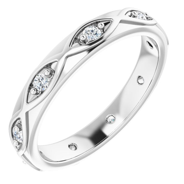 14K Gold Round Natural Diamond Eternity Band – 1/5 CTW - White Gold