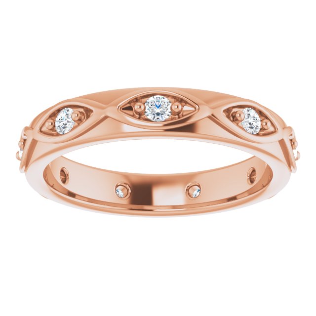 14K Gold Round Natural Diamond Eternity Band – 1/5 CTW - Rose Gold - view 3