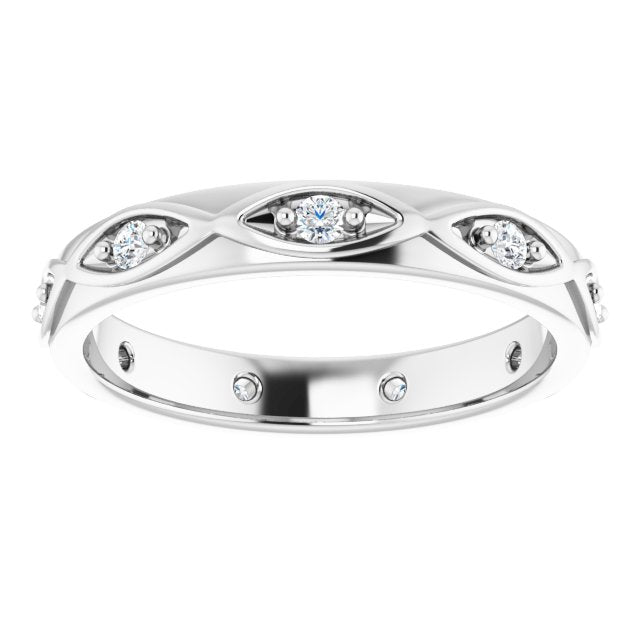 14K Gold Round Natural Diamond Eternity Band – 1/5 CTW - White Gold - view 3