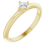 14K Gold Square Natural Diamond Solitaire Ring - Yellow Gold