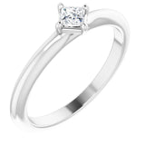 Platinum Square Natural Diamond Solitaire Ring