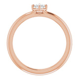 14K Gold Square Natural Diamond Solitaire Ring - Rose Gold - view 2