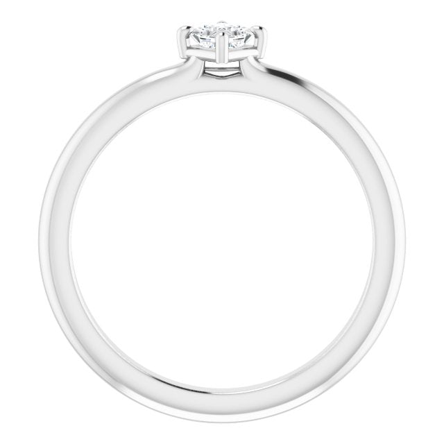 14K Gold Square Natural Diamond Solitaire Ring - White Gold - view 2