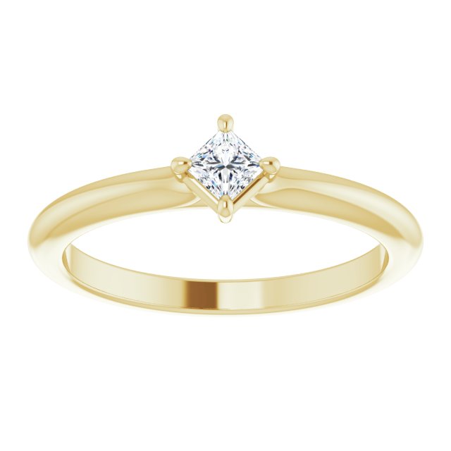 14K Gold Square Natural Diamond Solitaire Ring - Yellow Gold - view 3