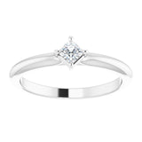 14K Gold Square Natural Diamond Solitaire Ring - White Gold - view 3