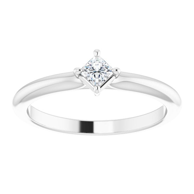 14K Gold Square Natural Diamond Solitaire Ring - White Gold - view 3