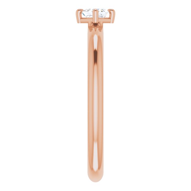 14K Gold Square Natural Diamond Solitaire Ring - Rose Gold - view 4