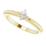 14K Gold Square Natural Diamond Solitaire Ring - Yellow Gold - view 5