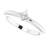 Platinum Square Natural Diamond Solitaire Ring - view 5