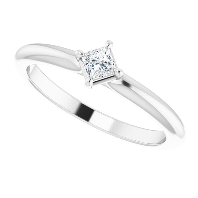 Platinum Square Natural Diamond Solitaire Ring - view 5