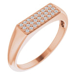 14K Gold Round Natural Diamond Accented Ring – 1mm Stones - Rose Gold