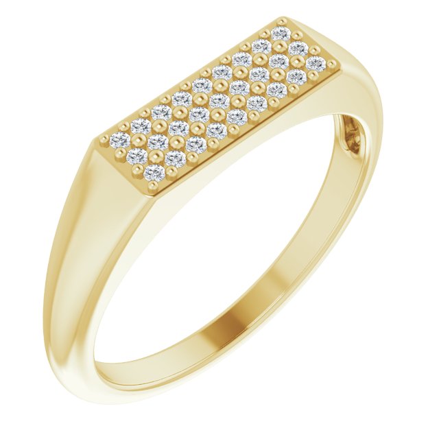 14K Gold Round Natural Diamond Accented Ring – 1mm Stones - Yellow Gold