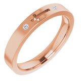14K Gold Round Natural Diamond Pierced Cross Stackable Ring - Rose Gold