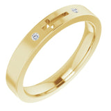 14K Gold Round Natural Diamond Pierced Cross Stackable Ring - Yellow Gold