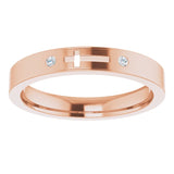 14K Gold Round Natural Diamond Pierced Cross Stackable Ring - Rose Gold - view 3