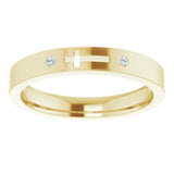14K Gold Round Natural Diamond Pierced Cross Stackable Ring - Yellow Gold - view 3