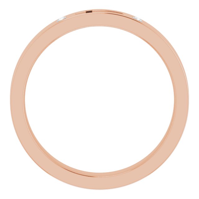 14K Gold Round Natural Diamond Pierced Cross Stackable Ring - Rose Gold - view 2