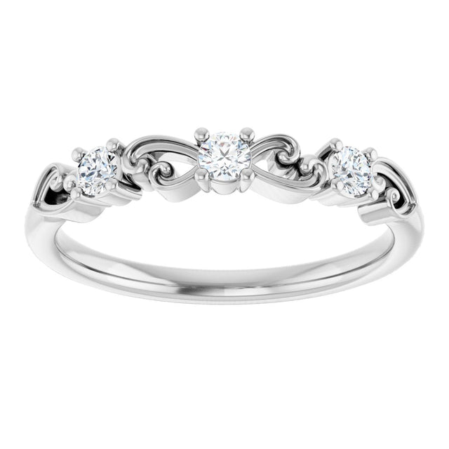Platinum Round Natural Diamond Stackable Ring – 2.5mm Stones - view 3