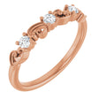 14K Gold Round Natural Diamond Stackable Ring – 2.5mm Stones - Rose Gold