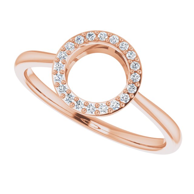 14K Gold Round Natural Diamond Circle Ring - Rose Gold - view 5