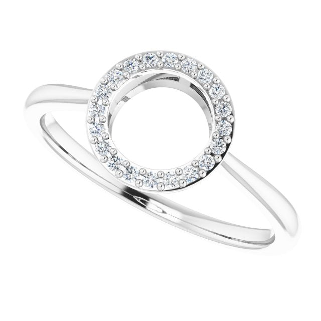 14K Gold Round Natural Diamond Circle Ring - White Gold - view 5