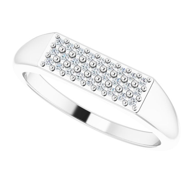 14K Gold Round Natural Diamond Accented Ring – 1mm Stones - White Gold - view 5