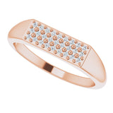 14K Gold Round Natural Diamond Accented Ring – 1mm Stones - Rose Gold - view 5