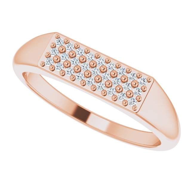 14K Gold Round Natural Diamond Accented Ring – 1mm Stones - Rose Gold - view 5