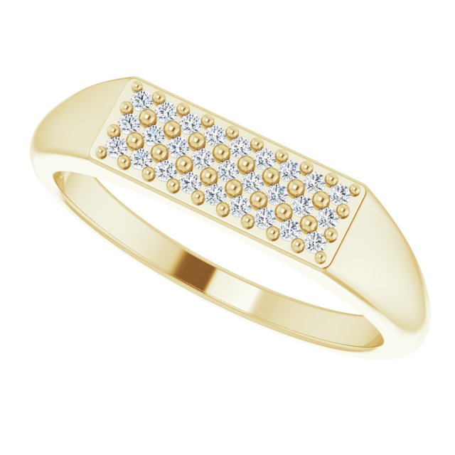 14K Gold Round Natural Diamond Accented Ring – 1mm Stones - Yellow Gold - view 5