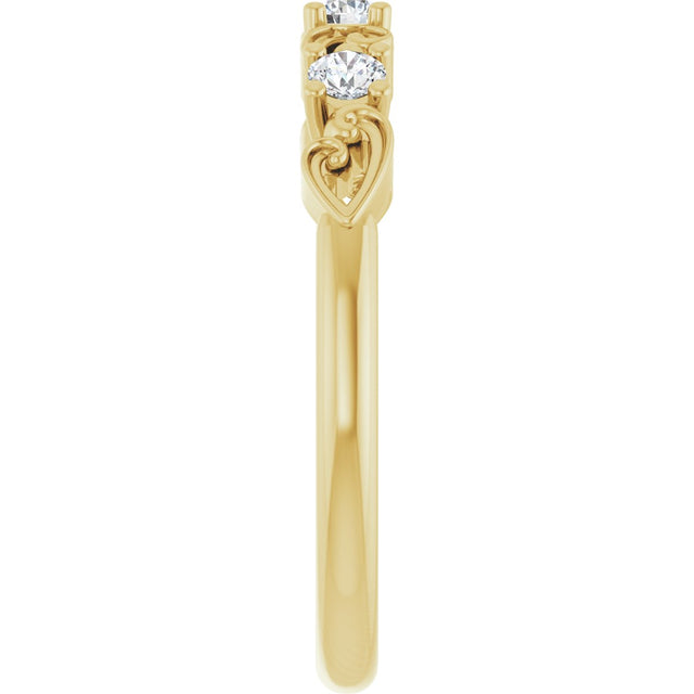 14K Gold Round Natural Diamond Stackable Ring – 2.5mm Stones - Yellow Gold - view 4