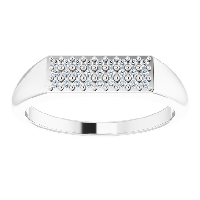 14K Gold Round Natural Diamond Accented Ring – 1mm Stones - White Gold - view 3