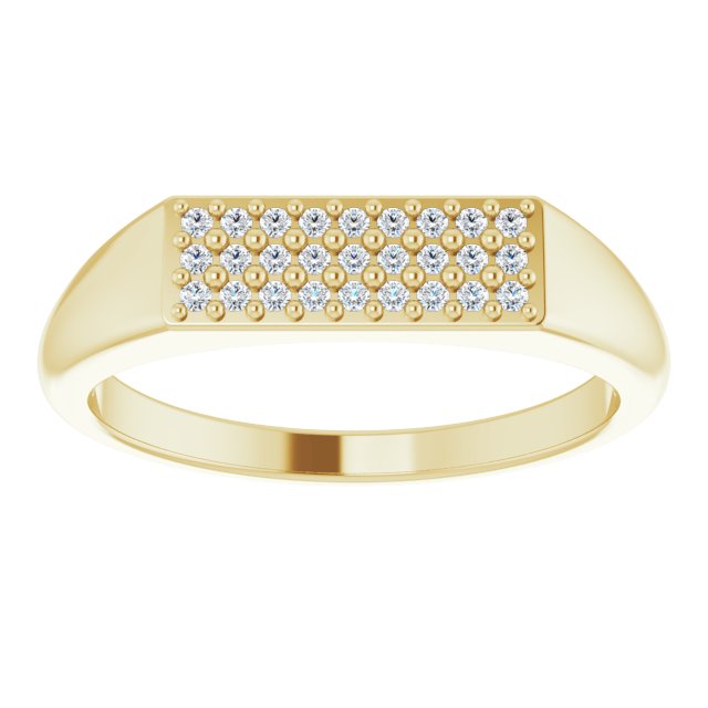 14K Gold Round Natural Diamond Accented Ring – 1mm Stones - Yellow Gold - view 3