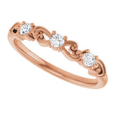 14K Gold Round Natural Diamond Stackable Ring – 2.5mm Stones - Rose Gold - view 5